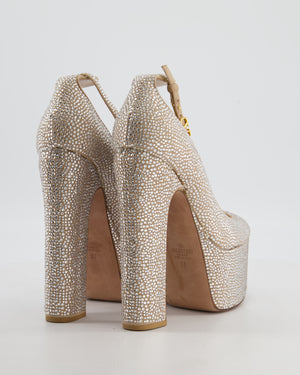 Valentino Silver Tan-GO 155 Rhinestone Platform Heels Size EU 38