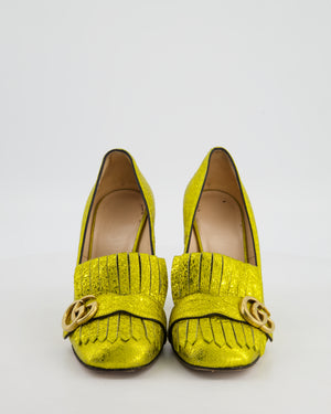 Gucci Metallic Yellow Marmont Heels with GG Logo Size EU 37.5