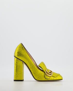 Gucci Metallic Yellow Marmont Heels with GG Logo Size EU 37.5