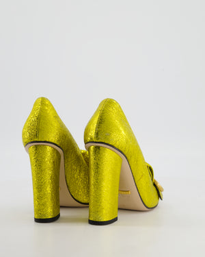 Gucci Metallic Yellow Marmont Heels with GG Logo Size EU 37.5