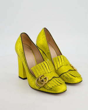 Gucci Metallic Yellow Marmont Heels with GG Logo Size EU 37.5