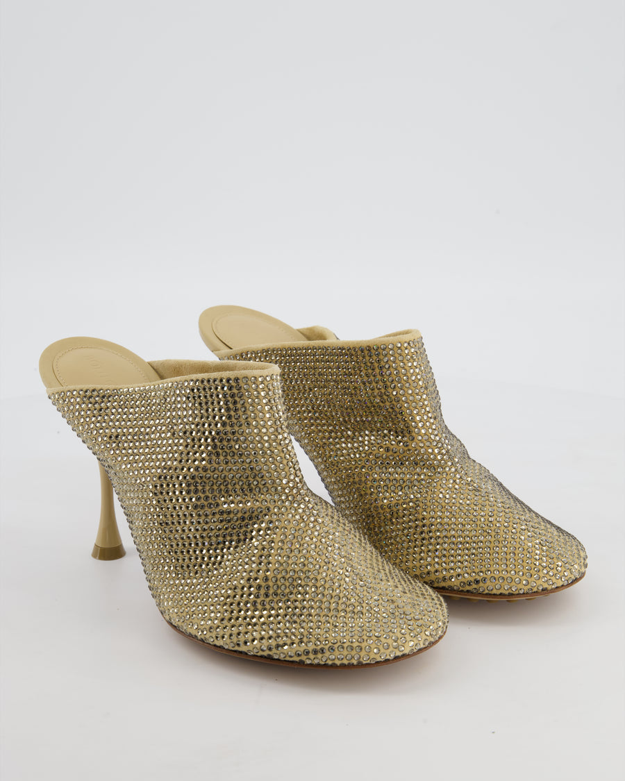Bottega Veneta Beige Rhinestone Dot Sock Mules Size EU 39