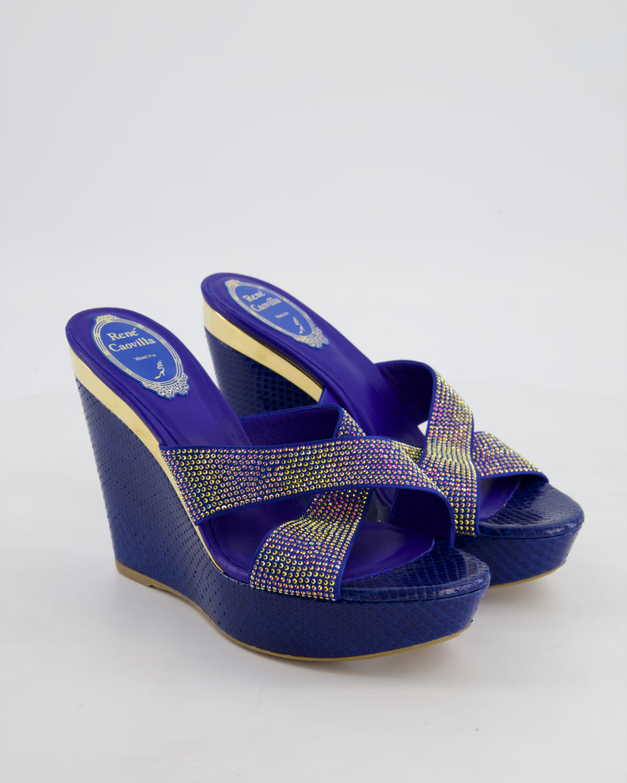 Rene Caovilla Python Rhinestone Wedges Size EU 38