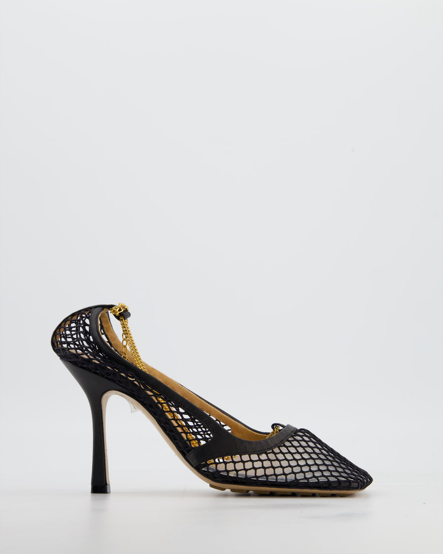 Bottega Veneta Black Stretch Square Toe Heels Size EU 38