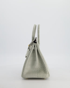 *HOLY GRAIL* Hermès Birkin Bag 25cm Gris Neve Matte Alligator Mississippiensis Leather with Gold Hardware