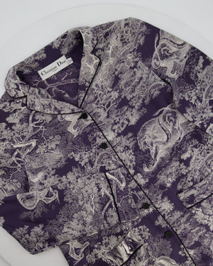 Christian Dior Purple Toile Du Jouy Silk Button Down Shirt Size FR 34 (UK 6)
