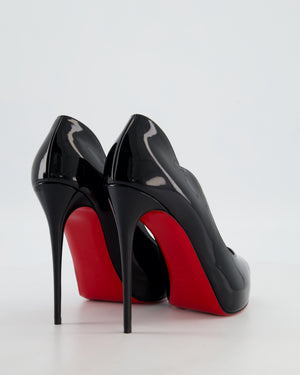 Christian Louboutin Black Patent Leather Hot Chick Alta Open-Toe Pumps Size EU 40