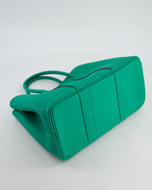 Hermès Garden Party 30 Bag in Vert Menthe Negonda Leather with Chevron Canvas Interior & Palladium Hardware