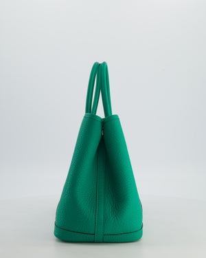 Hermès Garden Party 30 Bag in Vert Menthe Negonda Leather with Chevron Canvas Interior & Palladium Hardware