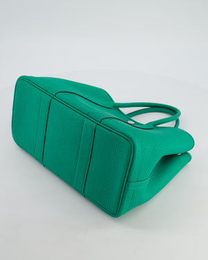 Hermès Garden Party 30 Bag in Vert Menthe Negonda Leather with Chevron Canvas Interior & Palladium Hardware