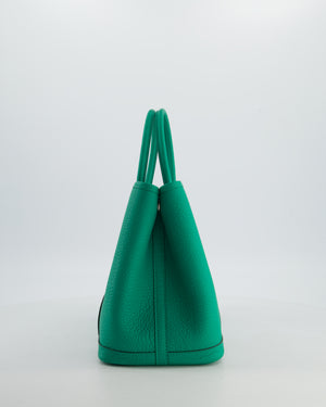 Hermès Garden Party 30 Bag in Vert Menthe Negonda Leather with Chevron Canvas Interior & Palladium Hardware
