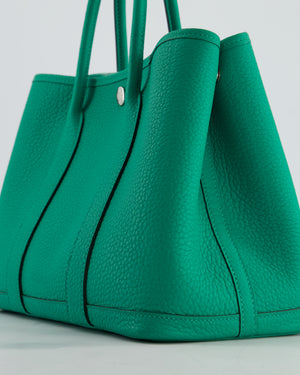 Hermès Garden Party 30 Bag in Vert Menthe Negonda Leather with Chevron Canvas Interior & Palladium Hardware
