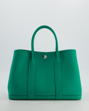 Hermès Garden Party 30 Bag in Vert Menthe Negonda Leather with Chevron Canvas Interior & Palladium Hardware