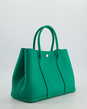 Hermès Garden Party 30 Bag in Vert Menthe Negonda Leather with Chevron Canvas Interior & Palladium Hardware