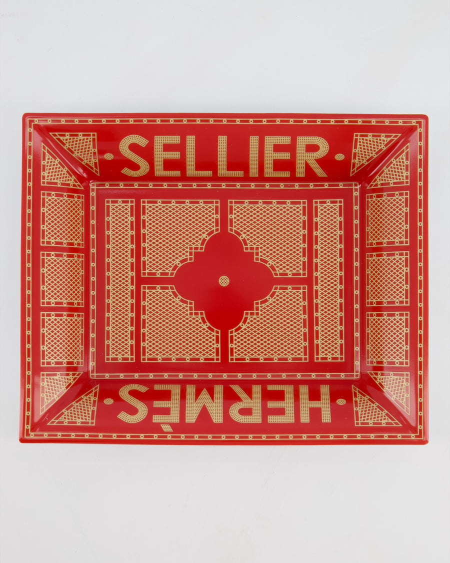 Hermès Rouge Sellier Porcelain Change Tray RRP 660£