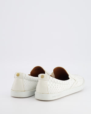 Jimmy Choo White Python Demi Slip-On Trainers with Gold Back Logo Detail Size EU 38.5