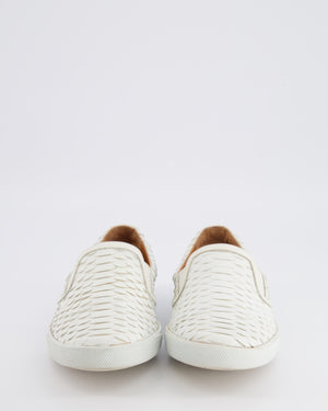 Jimmy Choo White Python Demi Slip-On Trainers with Gold Back Logo Detail Size EU 38.5