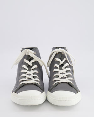 Hermès Grey Nylon and White Leather Express High-Top Sneakers Size EU 40