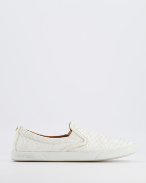 Jimmy Choo White Python Demi Slip-On Trainers with Gold Back Logo Detail Size EU 38.5