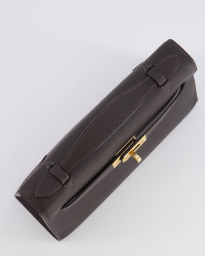 *RARE* Hermès Kelly Pochette Bag in Bai Brun Swift Leather with Gold Hardware