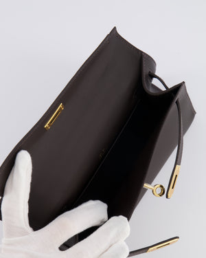 *RARE* Hermès Kelly Pochette Bag in Bai Brun Swift Leather with Gold Hardware