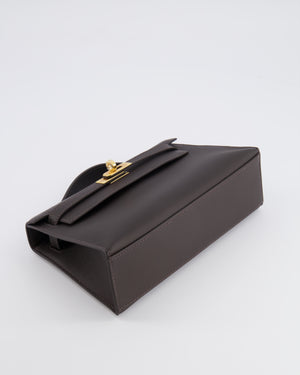 *RARE* Hermès Kelly Pochette Bag in Bai Brun Swift Leather with Gold Hardware