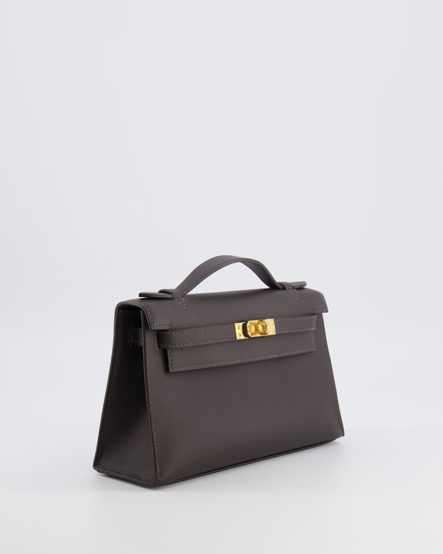 *RARE* Hermès Kelly Pochette Bag in Bai Brun Swift Leather with Gold Hardware