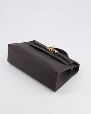 *RARE* Hermès Kelly Pochette Bag in Bai Brun Swift Leather with Gold Hardware