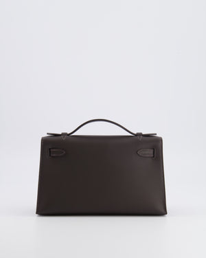 *RARE* Hermès Kelly Pochette Bag in Bai Brun Swift Leather with Gold Hardware