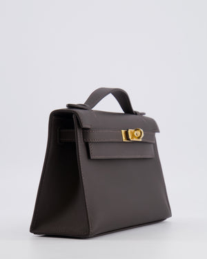 *RARE* Hermès Kelly Pochette Bag in Bai Brun Swift Leather with Gold Hardware