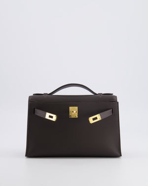 *RARE* Hermès Kelly Pochette Bag in Bai Brun Swift Leather with Gold Hardware