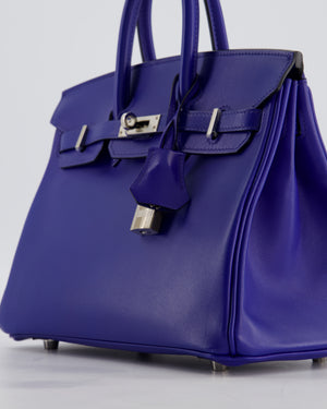 Hermès Birkin 25 Retourne Bag in Blue Electrique Tadelakt Leather with Palladium Hardware