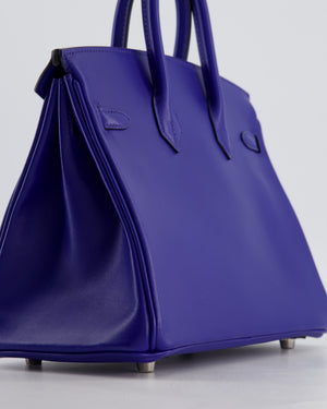 Hermès Birkin 25 Retourne Bag in Blue Electrique Tadelakt Leather with Palladium Hardware