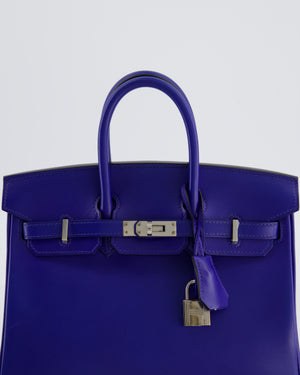 Hermès Birkin 25 Retourne Bag in Blue Electrique Tadelakt Leather with Palladium Hardware