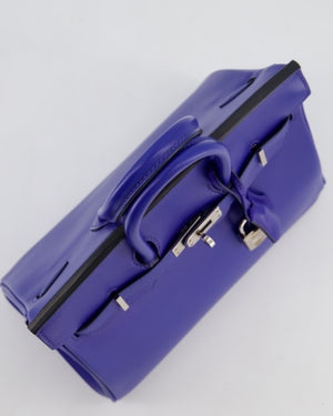 Hermès Birkin 25 Retourne Bag in Blue Electrique Tadelakt Leather with Palladium Hardware
