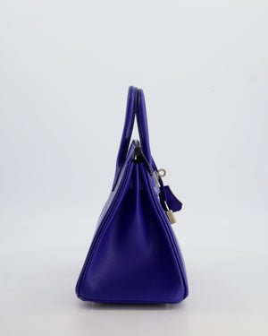 Hermès Birkin 25 Retourne Bag in Blue Electrique Tadelakt Leather with Palladium Hardware