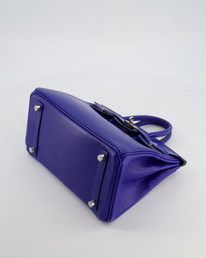 Hermès Birkin 25 Retourne Bag in Blue Electrique Tadelakt Leather with Palladium Hardware