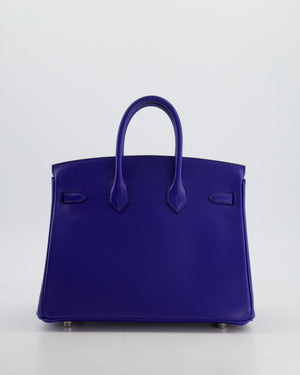 Hermès Birkin 25 Retourne Bag in Blue Electrique Tadelakt Leather with Palladium Hardware