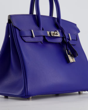 Hermès Birkin 25 Retourne Bag in Blue Electrique Tadelakt Leather with Palladium Hardware