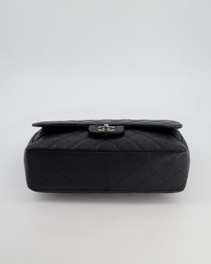 Chanel Black Jumbo Classic Single Flap Bag in Caviar Leather with Silver Hardware