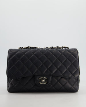 Chanel Black Jumbo Classic Single Flap Bag in Caviar Leather with Silver Hardware