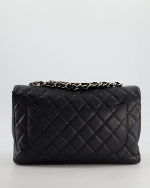 Chanel Black Jumbo Classic Single Flap Bag in Caviar Leather with Silver Hardware