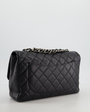 Chanel Black Jumbo Classic Single Flap Bag in Caviar Leather with Silver Hardware