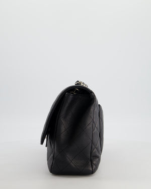Chanel Black Jumbo Classic Single Flap Bag in Caviar Leather with Silver Hardware