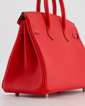 *RARE* Hermès Birkin 25 Retourne Bag in Rouge De Coeur Swift Leather with Palladium Hardware