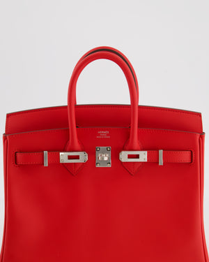 *RARE* Hermès Birkin 25 Retourne Bag in Rouge De Coeur Swift Leather with Palladium Hardware