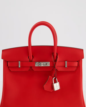 *RARE* Hermès Birkin 25 Retourne Bag in Rouge De Coeur Swift Leather with Palladium Hardware
