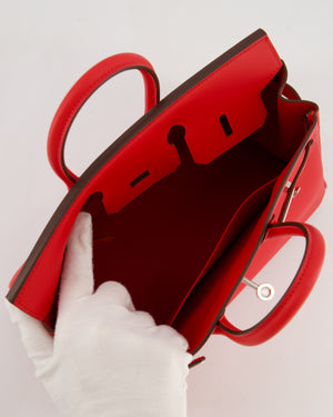 *RARE* Hermès Birkin 25 Retourne Bag in Rouge De Coeur Swift Leather with Palladium Hardware
