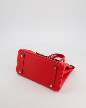*RARE* Hermès Birkin 25 Retourne Bag in Rouge De Coeur Swift Leather with Palladium Hardware