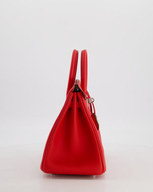 *RARE* Hermès Birkin 25 Retourne Bag in Rouge De Coeur Swift Leather with Palladium Hardware